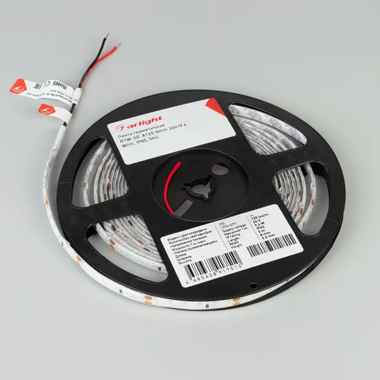 Фото #3 товара Светодиодная лента герметичная RTW-SE-A120-8mm 24V Yellow (9.6 W/m, IP65, 2835, 5m) (Arlight, 9.6 Вт/м, IP65)