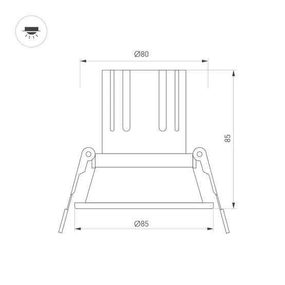 Фото #2 товара Светильник MS-FLOW-BUILT-R85-6W Day4000 (WH, 55 deg, 230V) (Arlight, IP20 Металл, 5 лет)