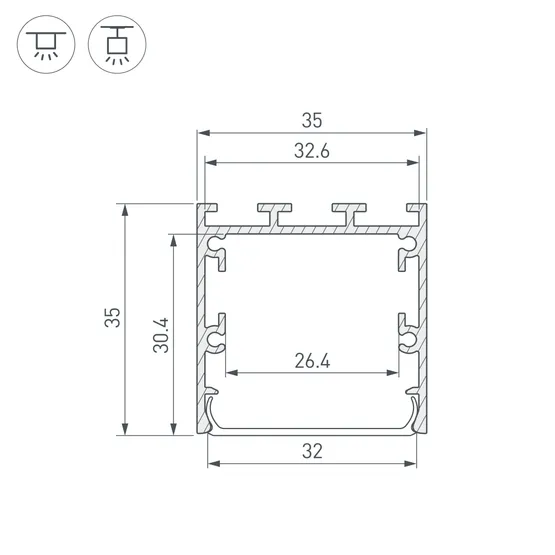 Фото #3 товара Профиль LINE-M-3535-2500 BLACK (Arlight, Алюминий)