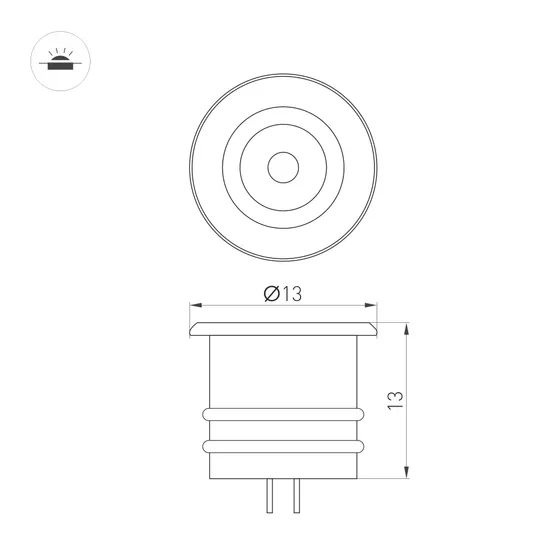 Фото #2 товара Светильник ART-PICCOLO-BUILT-R13-1W Warm3000 (WH, 30 deg, 3V) (Arlight, IP40 Металл, 3 года)