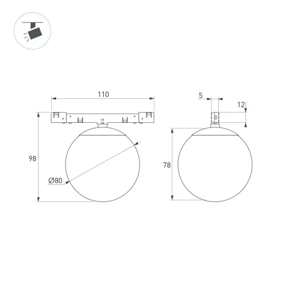 Фото #3 товара Светильник MAG-MICROCOSM-SFERO-R80-7W Warm3000 (BK, 230 deg, 24V) (Arlight, IP20 Металл, 5 лет)