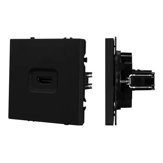 Фото товара Механизм HDMI розетки SCT-NOBE-MHD1-SFPL-BK (Arlight, Черный оникс)