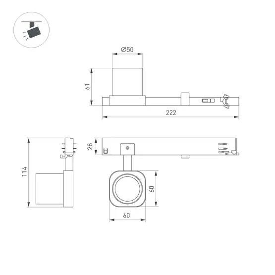Фото #2 товара Светильник LGD-DIAFILM-4TR-R60-10W Warm2700 (WH, 60 deg, 230V) (Arlight, IP20 Металл, 5 лет)