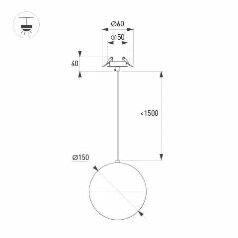 Фото #4 товара Светильник SP-EMISFERO-HANG-BUILT-R150-11W Warm3000 (GD, 170 deg, 230V) (Arlight, IP20 Металл, 3 года)