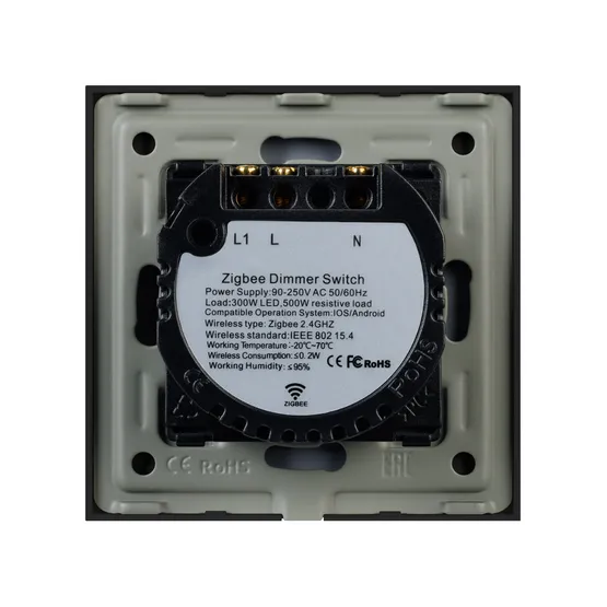 Фото #2 товара Светорегулятор сенсорный с Zigbee управлением SWT-OMALI-SD3-ZB-BK (250V, 500W) (Arlight, Стекло)