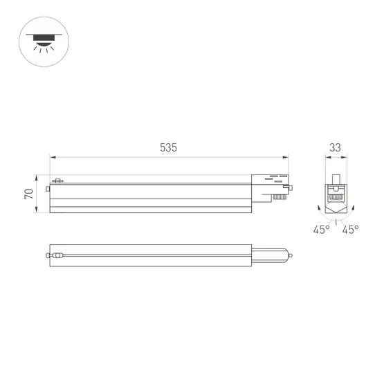 Фото #2 товара Светильник LGD-NEPTUN-4TR-L535-20W Warm3000 (BK, 100 deg, 230V) (Arlight, IP20 Металл, 5 лет)